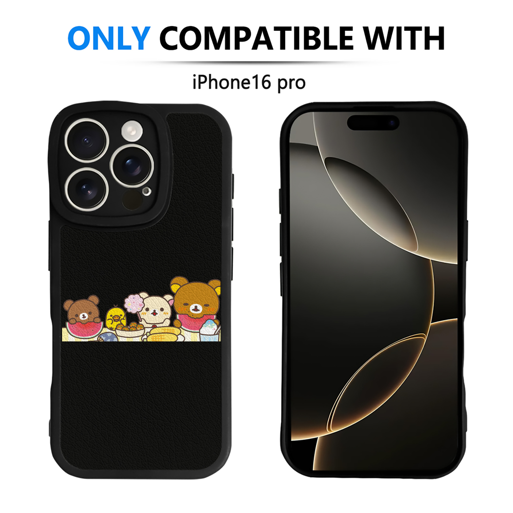 （画像用） リラックマ リラックマ キイロイトリ Rilakkuma Korilakkuma Kiiroitori 【iPhone 16シリーズ対応】シリコンスマホケース（レザー調） 材質：シリコン